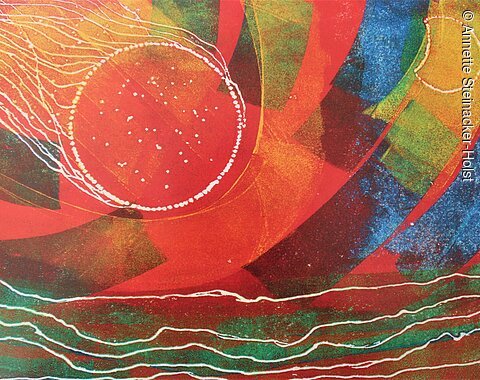 Meteoriteneinschlag, Kunstmuseum Ein Bild im Kunstmuseum, das den Meteoriteneinschlag darstellen soll.