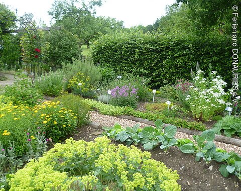 Blick auf den Gemüse- und Staudengarten