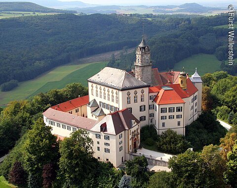 Die Schlossanlage Baldern aus der Luft aufgenommen