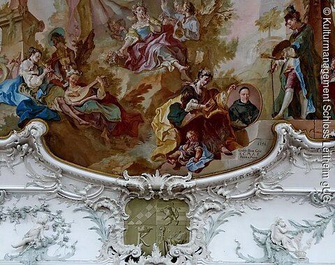 Ausschnitt eines Deckengemäldes im Schloss Leitheim.