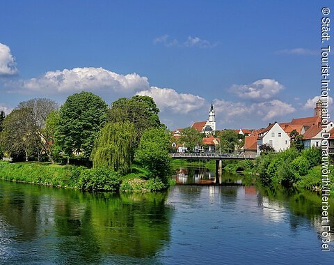 Donauwörth - Zusammenfluss von Wörnitz und Donau am sog. "Donauspitz"