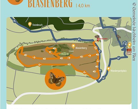 Wegbeschreibung und Karte des Erlebnispfads Blasienberg