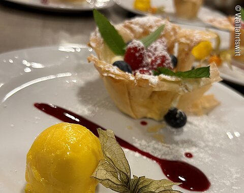 Blick auf eine leckere Nachspeise.