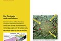 Geopark Infostelle Monheim Eine Informationstafel über den Rieskrater, seine geologische Entwicklung und die Fauna. Enthält Diagramme und Fotos von Fossilien. Oben rechts im Eck das Logo der Stadt Monheim, oben links das Logo vom Geopark Ries.